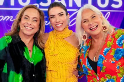 Fafá de Belém e Cissa Guimarães, ao lado de Patricia Abravanel, no cenário do Programa Silvio Santos