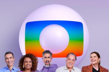 Novo logo da globo em comemoração aos 60 anos da emissora acompanhado de atores e apresentadores como césar tralli e tony ramos