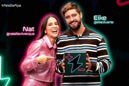 Nat e Eike Duarte na arte de divulgação do Power Couple Brasil