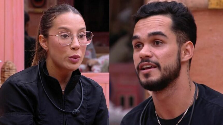 Renata e João Pedro em uma montagem no BBB 25