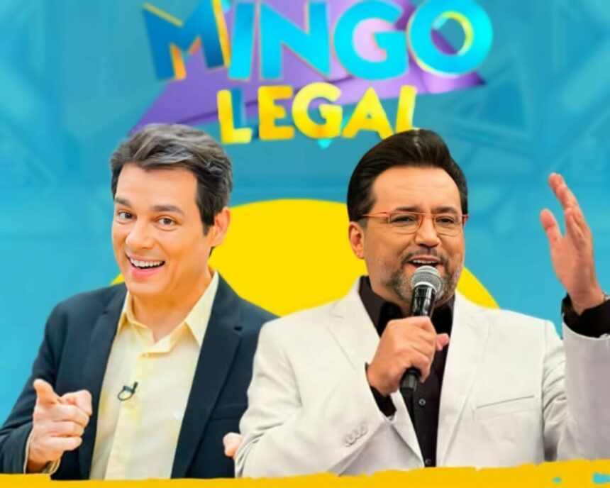 Celso Portiolli ao lado de Geraldo Luís em arte de divulgação do Domingo Legal