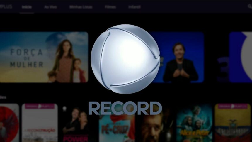 Logo da RECORD em cima de uma tela do streaming