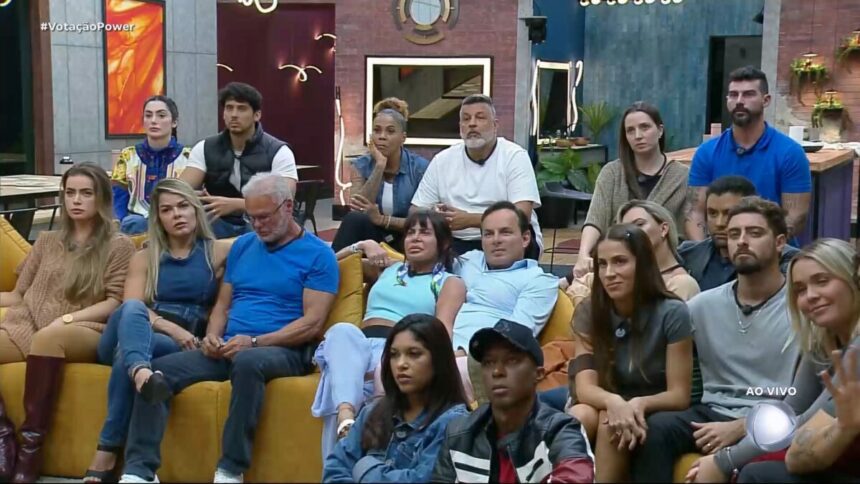 Fran e Junior, Sílvia e André e Carol e Radamés no banquinho da 4ª DR do Power Couple Brasil 7