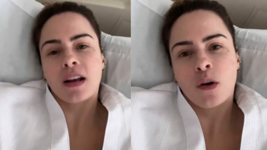 Ana Paula Renault falando nos stories do Instagram sobre sua cirurgia de emergência