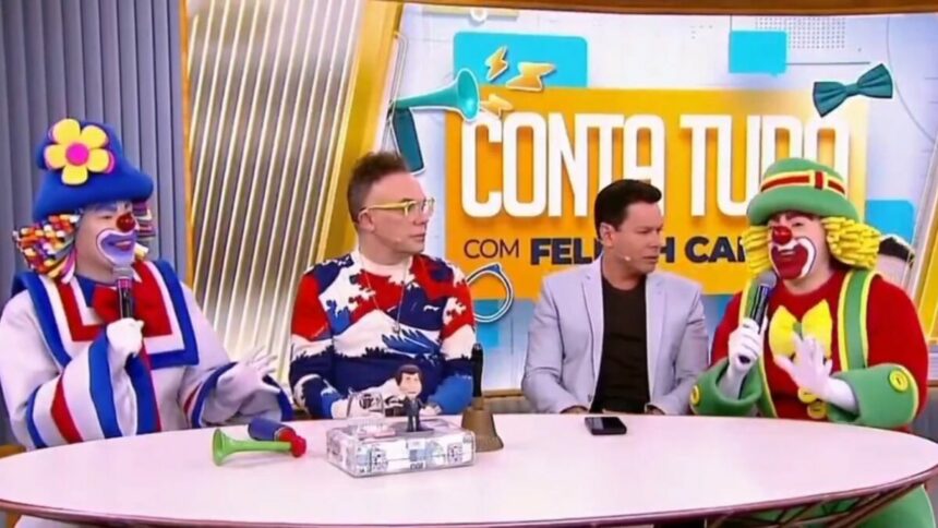 Patati, Patatá, Felipeh Campos e Marcão do Povo na bancada do Primeiro Impacto