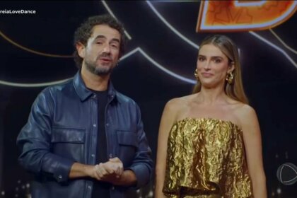 Felipe andreoli e rafa brites em trecho da estreia do love e dance