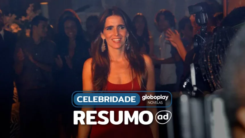 Maria Clara Diniz na arte do resumo da novela Celebridade no Globoplay Novelas