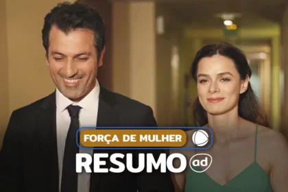 Bahar e Arif sorrindo na montagem do resumo de Força de Mulher