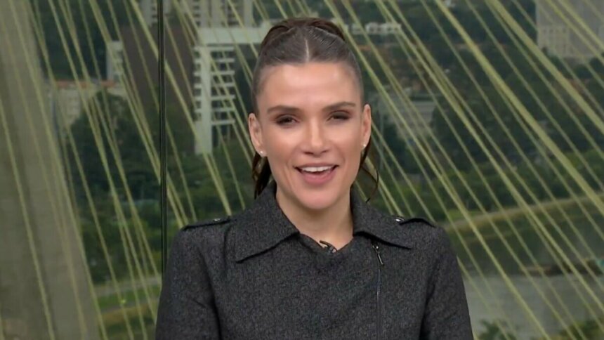 Sabina Simonato sorridente em trecho de participação no Bom Dia Brasil