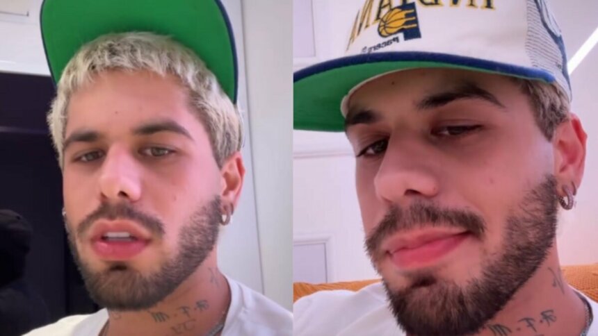 Zé Felipe, de boné, em trecho de stories no Instagram