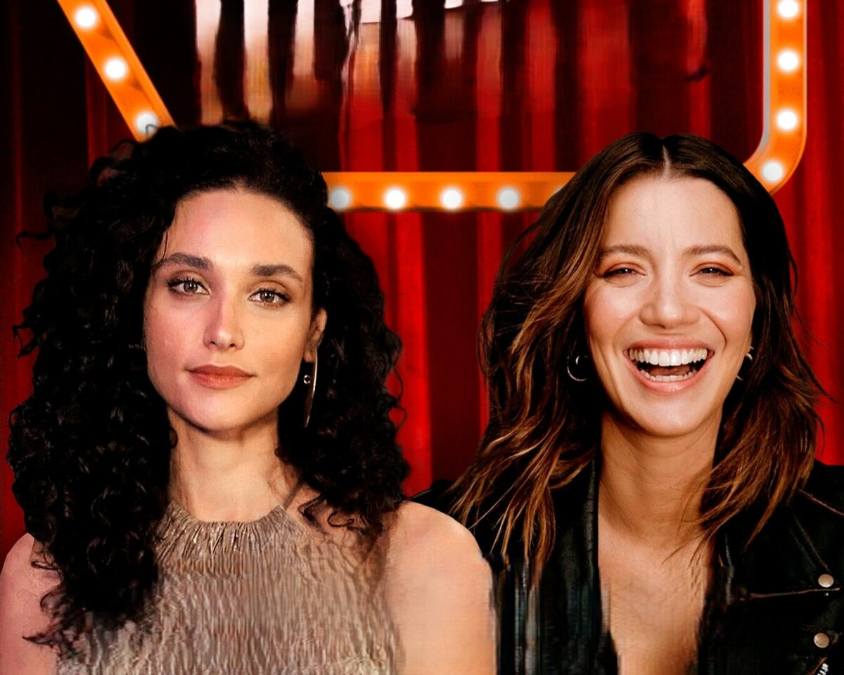 Débora Nascimento x Nathalia Dill na arte em vermelho divulgando a Batalha do Lip Sync
