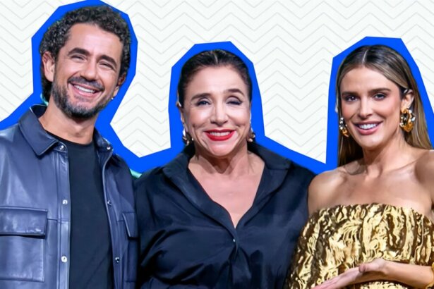 Marisa Orth, Rafa Brites e Felipe Andreoli abraçados e sorridentes em divulgação para o Hoje em Dia