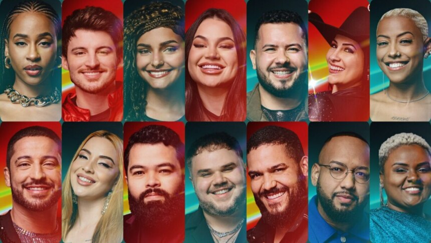 Montagem com o elenco dos 14 participantes do Estrela da Casa 2