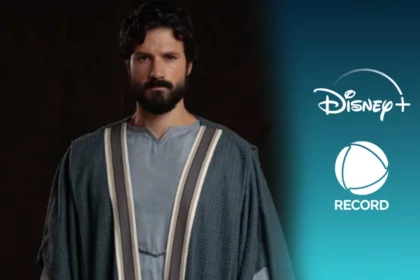 Paulo Apóstolo ao lado do logo da RECORD e do Disney +