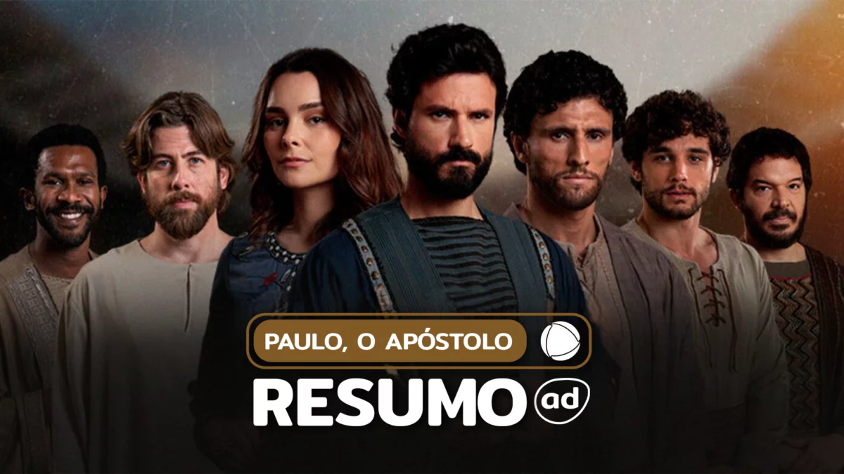 Protagonistas lado a lado na arte de divulgação do resumo de Paulo, O Apóstolo
