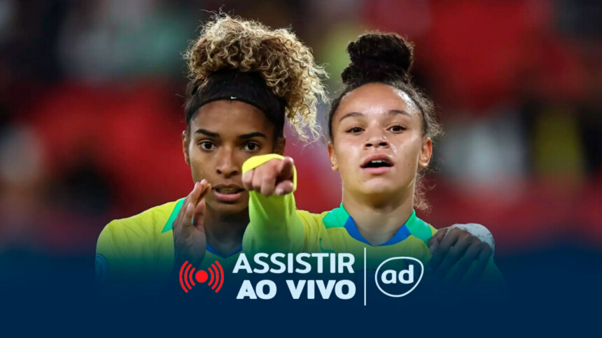 Jogadoras da Seleção na arte onde assistir ao jogo Brasil x Colômbia pela final da Copa América Feminina
