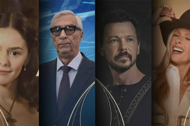 Montagem com personagens de A Escrava Isaura, Repórter Record Investigação, A Vida de Jó e A Fazenda 17