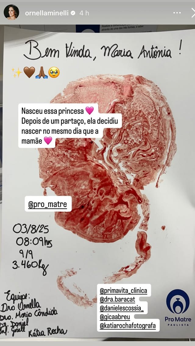 Nascimento da Maria Antônia foi anunciado através de uma publicação nos stories de Salcy Lima