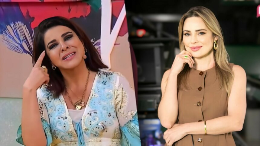 Montagem de Mara Maravilha e Rachel Sheherazade. Mara, à esquerda, toca a têmpora em estúdio, enquanto Rachel, à direita, posa sorrindo