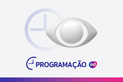 O logo da Band ao lado de um ícone de relógio, com o título "Programação" em cinza na parte inferior.