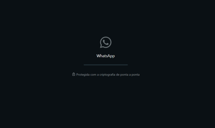 Tela de carregamento do WhatsApp Web com o logo