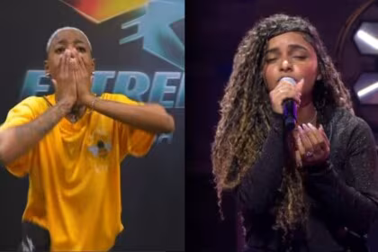 Bea e Camille Vitoria em uma montagem no reality Estrela da Casa