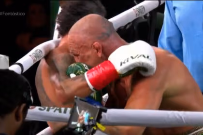 Popó e Wanderlei Silva em trecho da luta no Spaten Fight Night