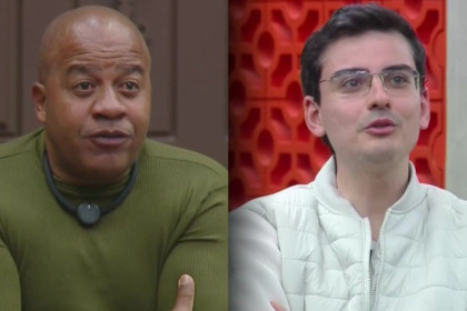 Toninho Tornado e Dudu Camargo em uma montagem na A Fazenda