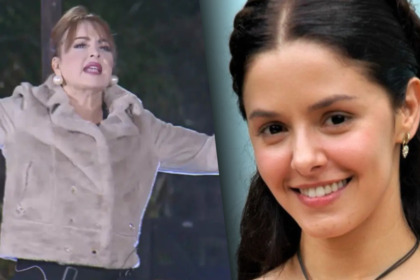 Gaby com braços abertos falando de A Escrava Isaura no Ferra Peão de A Fazenda 17