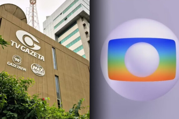 Fachada da TV Gazeta de Alagoas ao lado do logo da TV Globo