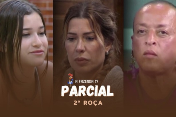 Duda, Renata e Walério, em uma montagem, na arte parcial da enquete da 2ª Roça em A Fazenda 17