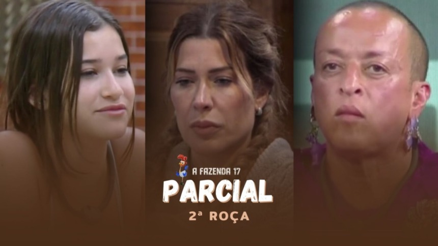 Duda, Renata e Walério, em uma montagem, na arte parcial da enquete da 2ª Roça em A Fazenda 17
