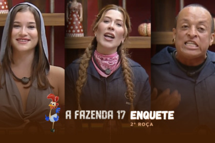 Rayane, Renata e Walério no canto da sala pedindo votos para ficarem na 2ª Roça de A Fazenda 17