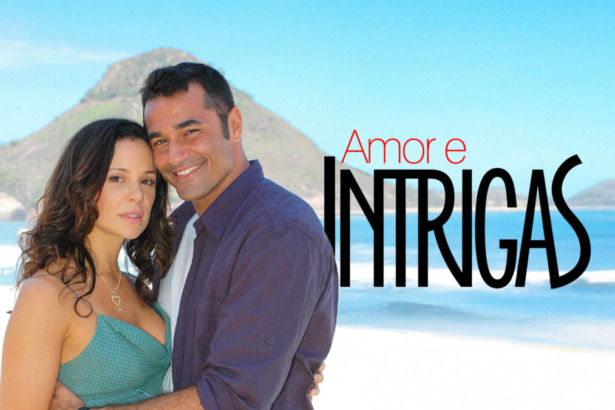Vanessa Gerbelli e Luciano Szafir em arte da novela Amor e Intrigas inspirada em Vale Tudo