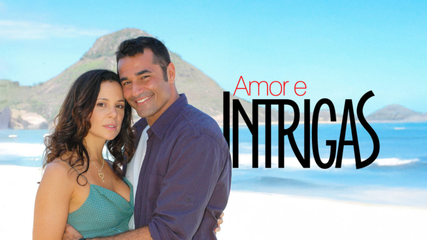 Vanessa Gerbelli e Luciano Szafir em arte da novela Amor e Intrigas inspirada em Vale Tudo