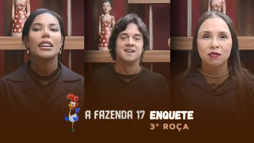 Carol. Guilherme Boury e Yoná no canto da sala de A Fazenda 17 pedindo votos na terceira Roça da temporada