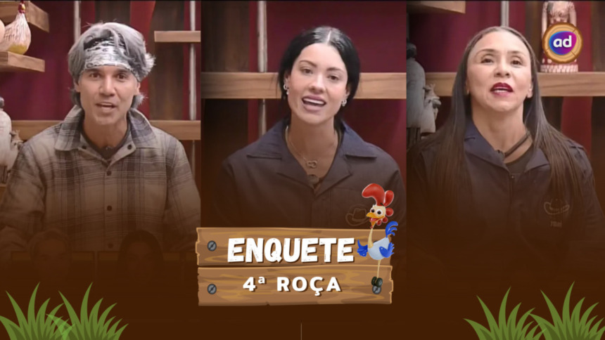 Fernando Sampaio, Rayane e Yoná pedem votos em pé na sala de A Fazenda 17