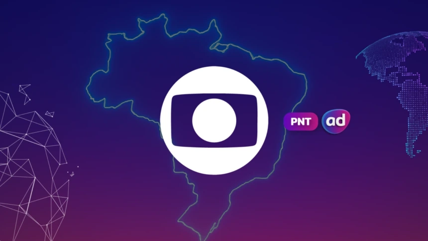 Logo da TV Globo no mapa do Painel Nacional de Televisão, a audiência do PNT