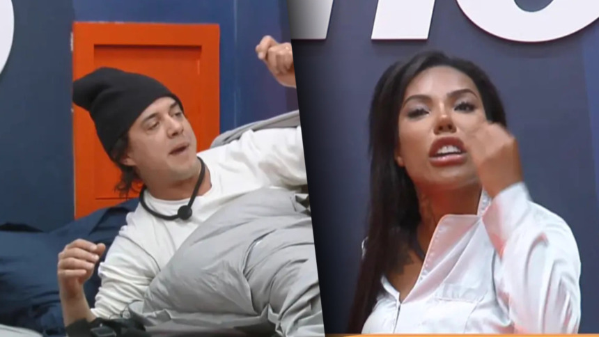 Guilherme se levanta na cama para gritar com Carol que chora na outra cama
