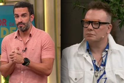 JP Vergueiro e Felipeh Campos, em uma montagem, nos programas Melhor da Tarde e Bora Brasil na Band