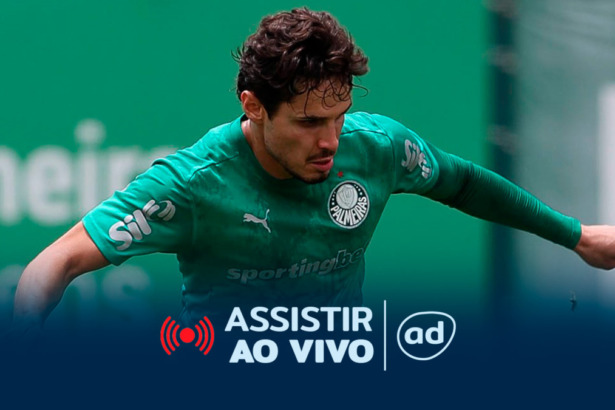 Jogador Raphael Veiga arte onde assistir ao jogo LDU x Palmeiras pela Libertadores