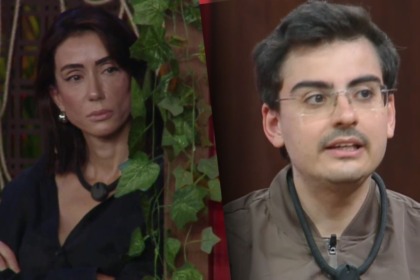 Michelle Barros e Dudu Camargo em uma montagem na A Fazenda