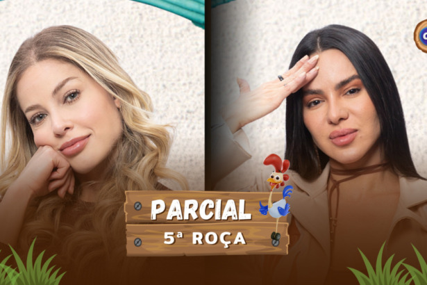 Saory com a mão no queixo e Tàmires com a mão na cabeça em tom de preocupação na arte da parcial da enquete do Portal Alta Definição