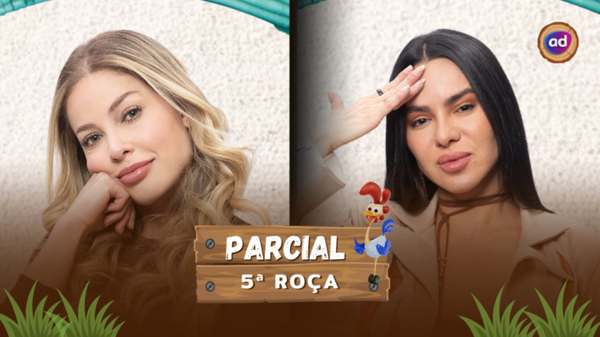 Saory com a mão no queixo e Tàmires com a mão na cabeça em tom de preocupação na arte da parcial da enquete do Portal Alta Definição