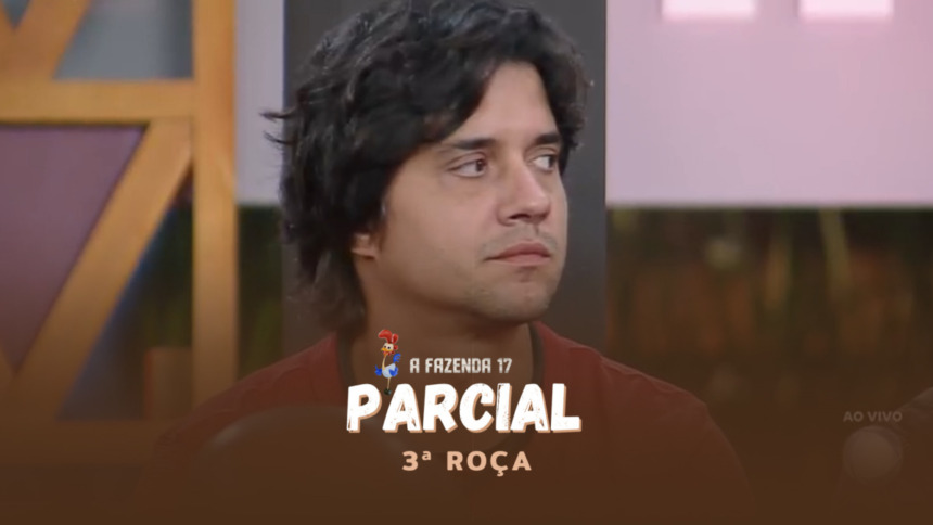 Guilherme Boury olhando para a lateral na formação da terceira Roça de A Fazenda 17