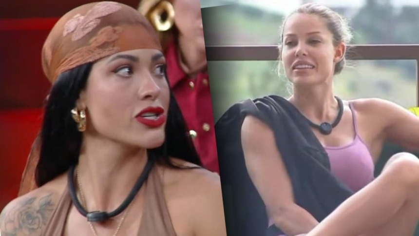 Rayane e Saory em uma montagem em trecho de treta na A Fazenda