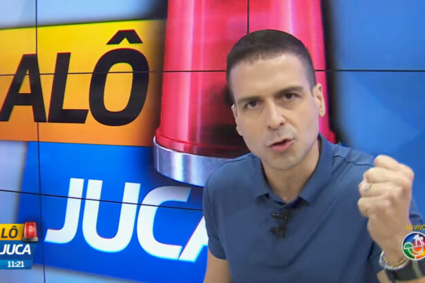 Marcelo Castro mostra o punho irritado enquanto apresentava o Alô Juca na Bahia