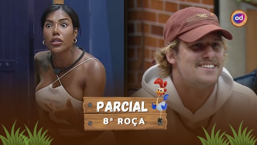 Carol e Matheus na arte da parcial da enquete de A Fazenda 17