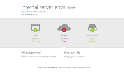 Tela de erro do cloudflare em site que caiu