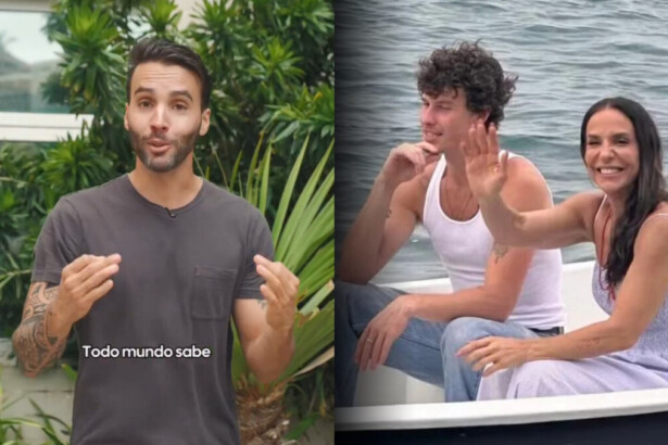 Daniel Cady em publicidade sobre hotel dividindo tela com Shawn Mendes e Ivete Sangalo em um barco